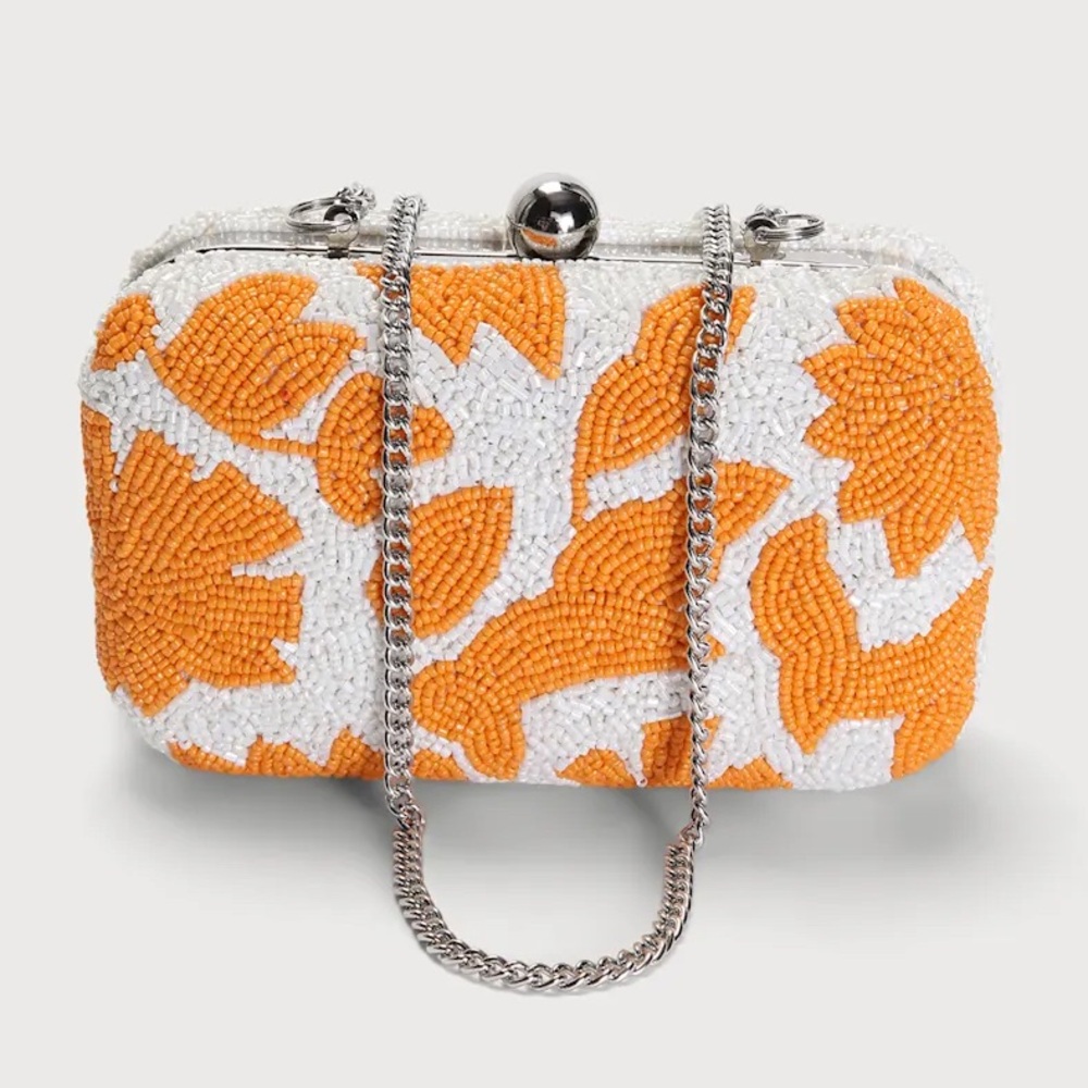 Vacay Darling White and Orange Beaded Clutch - Picture 2 of 14